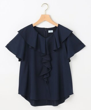 組曲 L ブラウスライクラッフル カットソー ネイビー系