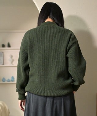 WHITE MAILS 【UNISEX】WASHI&COOMA LAMBS RIB KNIT MOCKNECK SWEATER ニットセーター カーキ