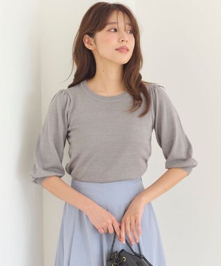 Feroux 【洗える】ラメ プルオーバーニット ライトグレー系