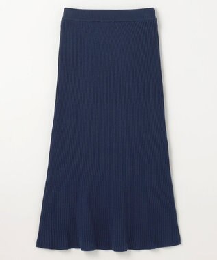 ANY L フェザーカーディガン×ニットスカートセットアップ ネイビー