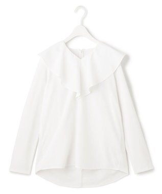 ICB L 【洗える】ハイゲージポンチ ラッフルカラープルオーバー オフホワイト系