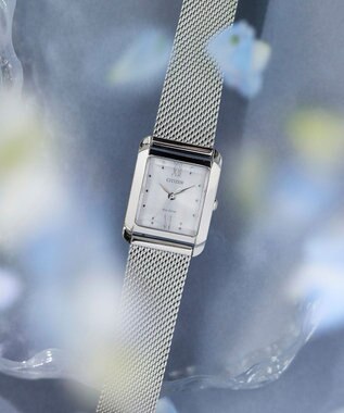 CITIZEN 【光発電エコ・ドライブ】ハンサムなスクエアケース 替えバンド付き シルバー ブルー シルバー