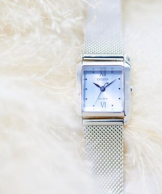 CITIZEN 【光発電エコ・ドライブ】ハンサムなスクエアケース 替えバンド付き シルバー ブルー シルバー
