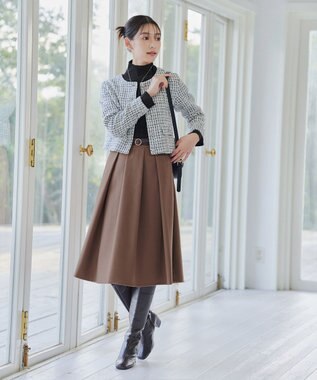 Tiaclasse 【新色追加・洗える】ウール調タックフレアスカート キャメル