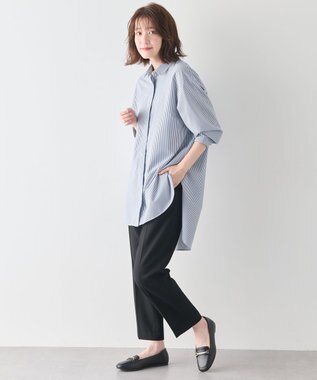 ANY L 【手洗い可能/抗菌防臭/UVカット/速乾】ロングシャツ ブルーロンスト