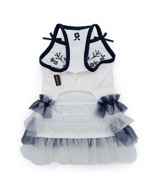 PET PARADISE ペットパラダイス 接触冷感 チュール ワンピース 小型犬 ホワイト×ネイビー