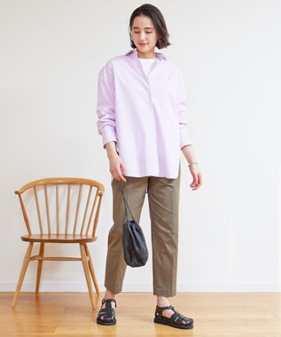 UNFILO 【洗える】イージーケア オーバーシャツ ピンク