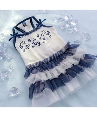 PET PARADISE ペットパラダイス 接触冷感 チュール ワンピース 小型犬 ホワイト×ネイビー