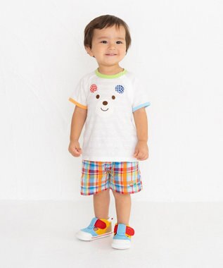 MIKI HOUSE HOT BISCUITS 【80-120cm】 顔ドン 半袖Tシャツ 白