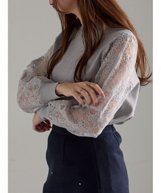 Te chichi レーススリーブニット グレー