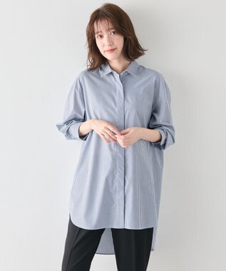 ANY L 【手洗い可能/抗菌防臭/UVカット/速乾】ロングシャツ ブルーロンスト