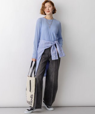 23区 S 【FUDGE掲載/滝沢眞規子さん着用/RED CARD TOKYO×23区】 センタープレス デニム ワイド パンツ グレー系