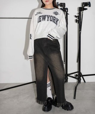 WEGO NEWYORKラインリブスウェット 杢グレー