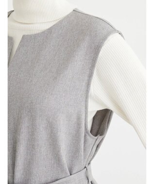 Green Parks ハイスペック共布リボン付ジャンスカ Gray Mixture