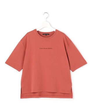 23区 【先行予約】ドロップショルダー メッセージ ロゴTシャツ オールドローズ系