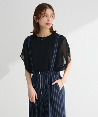 Green Parks 楊柳ドッキングフレンチプルオーバー Black