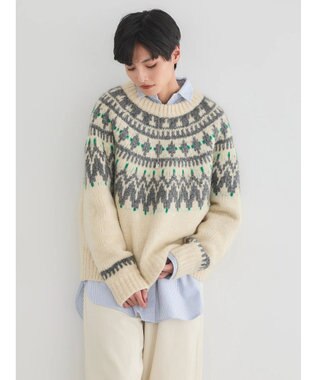 AMERICAN HOLIC フェアアイル柄ニットプルオーバー Ivory