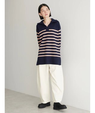 AMERICAN HOLIC バイパチ衿付きニットチュニック Navy