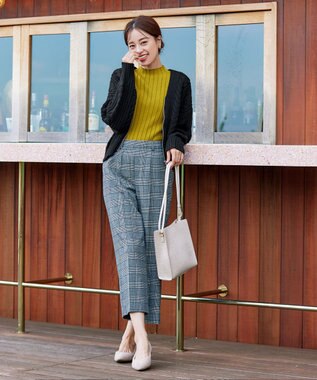 Tiaclasse 【洗える】ケーブル編みショート丈カーディガン ブラック