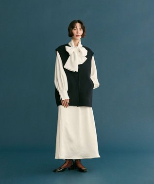 #Newans バックペプラムダブルフェイスジレ ネイビー