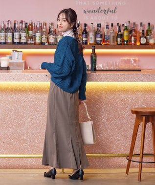 Tiaclasse 【洗える】ケーブル編みショート丈カーディガン ブルー