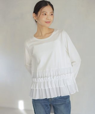 組曲 S 【先行予約】フリルシャツコンビ ロングTシャツ