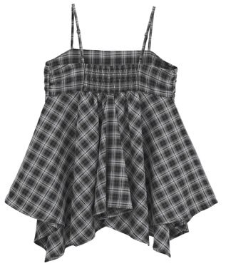 earth music&ecology イレヘムチェックキャミチュニック Check Black