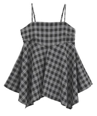 earth music&ecology イレヘムチェックキャミチュニック Check Black