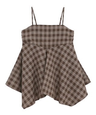 earth music&ecology イレヘムチェックキャミチュニック Check Brown