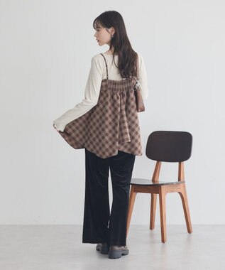 earth music&ecology イレヘムチェックキャミチュニック Check Brown