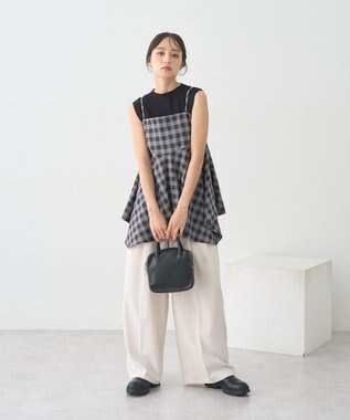 earth music&ecology イレヘムチェックキャミチュニック Check Black