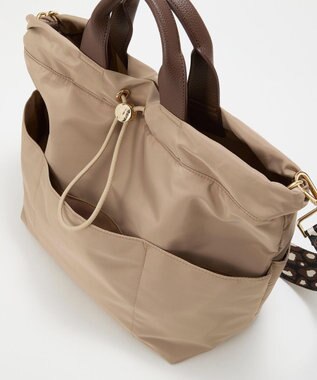 TOPKAPI 【TREASURE TOPKAPI】ナイロン パターンベルト付き 2way トートバッグ / 8ポケット ベージュ