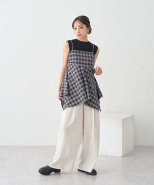 earth music&ecology イレヘムチェックキャミチュニック Check Black