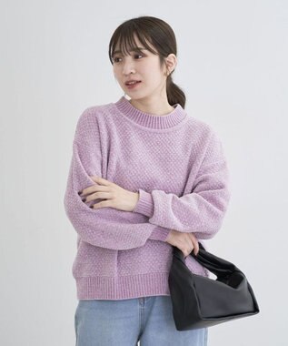 Green Parks ベロアモールモックネックニットプルオーバー Pink