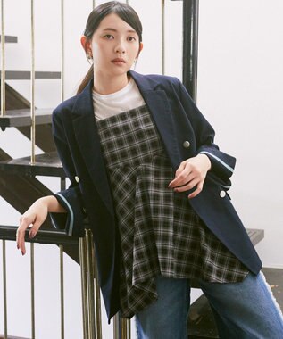 earth music&ecology イレヘムチェックキャミチュニック Check Black