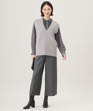 自由区 S 【セットアップ対応・洗える】ウールミラノニット ベスト チャコール