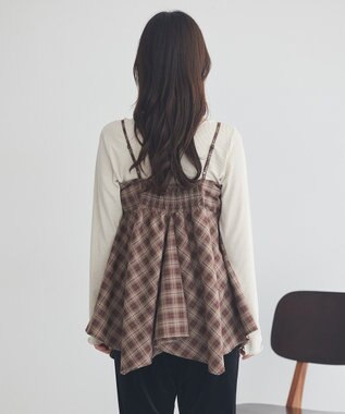 earth music&ecology イレヘムチェックキャミチュニック Check Brown