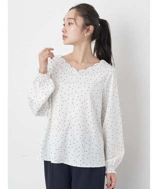 earth music&ecology スカラップブラウス Dot