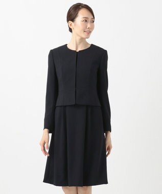 自由区 FORMAL 【お受験/セレモニーに】濃紺　洗える/衿取り外し　ワンピース+ジャケット ネイビー系
