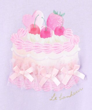 ANY KIDS 袖レース ケーキプリント Tシャツ ラベンダー