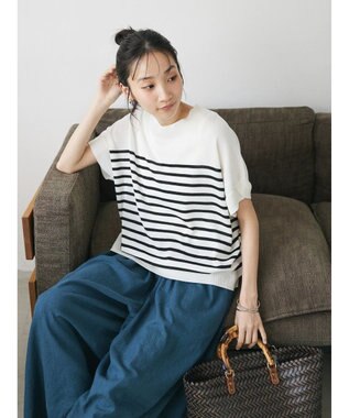 CRAFT STANDARD BOUTIQUE 【洗える】チューリップスリーブプルオーバー Border Ivory