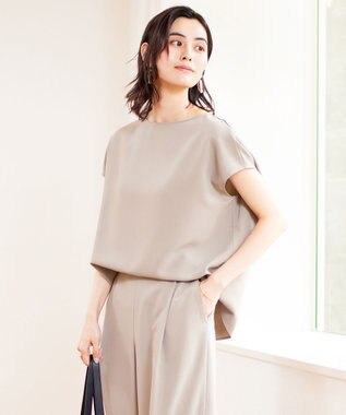 UNFILO 【接触冷感/吸水速乾】サマーセットアップ ブラウス ダークブラウン系