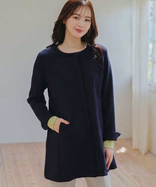 Tiaclasse L 【洗える】ダンボールフレアコート ネイビー