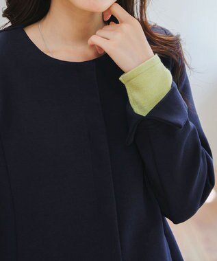 Tiaclasse L 【洗える】ダンボールフレアコート ネイビー