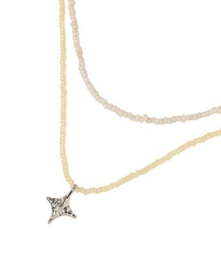 earth music&ecology ビーズ２連ネックレス Ivory