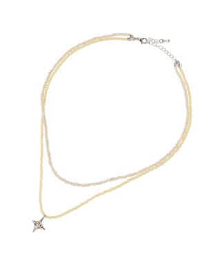 earth music&ecology ビーズ２連ネックレス Ivory