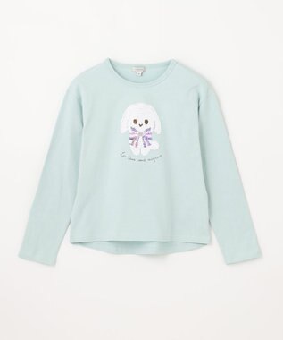 ANY KIDS ミラクルスパンコール 長袖 Ｔシャツ ミント×ウサギ