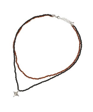 earth music&ecology ビーズ２連ネックレス Black