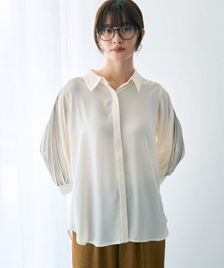YECCA VECCA ラインプリーツスリーブシャツ