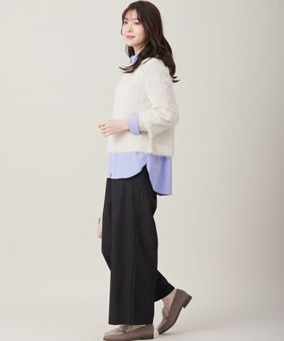 ANY SIS 【洗える】フィルムラメシャギー ニット オフホワイト